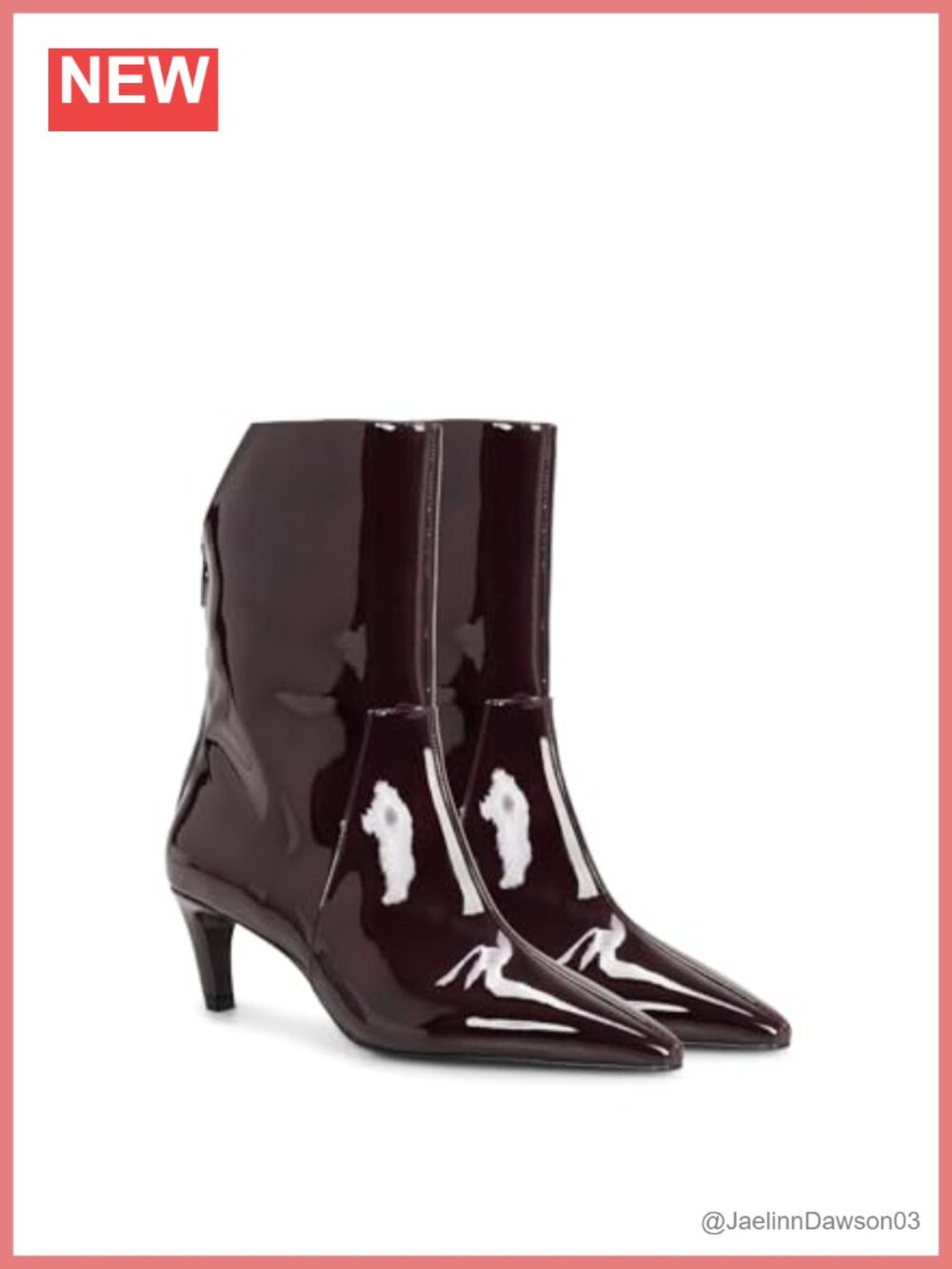Quindele Patent Leather Mid-Calf Stiletto Boot Zipper Pointed Toe